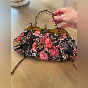 Luxury, unique Vintage bag. Stylish for special affairs. Bronze handles, & strap